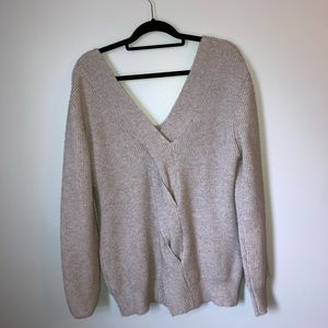 RD Style Anelie V Neck Braid Back Detailed Pullover Sweater